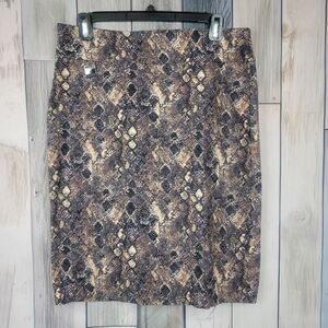 Alex & Olivia Brown Snake Print Pencil Skirt Size Medium